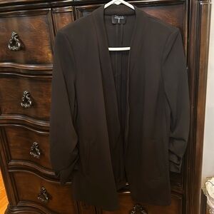 Tahari blazer, new with tags, black with stylish ruched sleeves